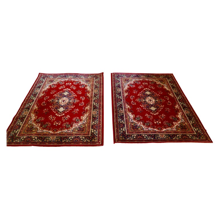 Lovely Pair of Bright Red Wool Rugs For Sale at 1stDibs