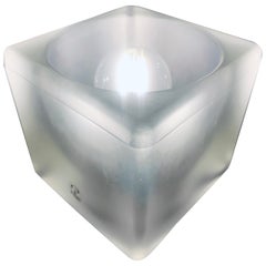 1970s German Peill & Putzler Frosted Cube Table Lamp