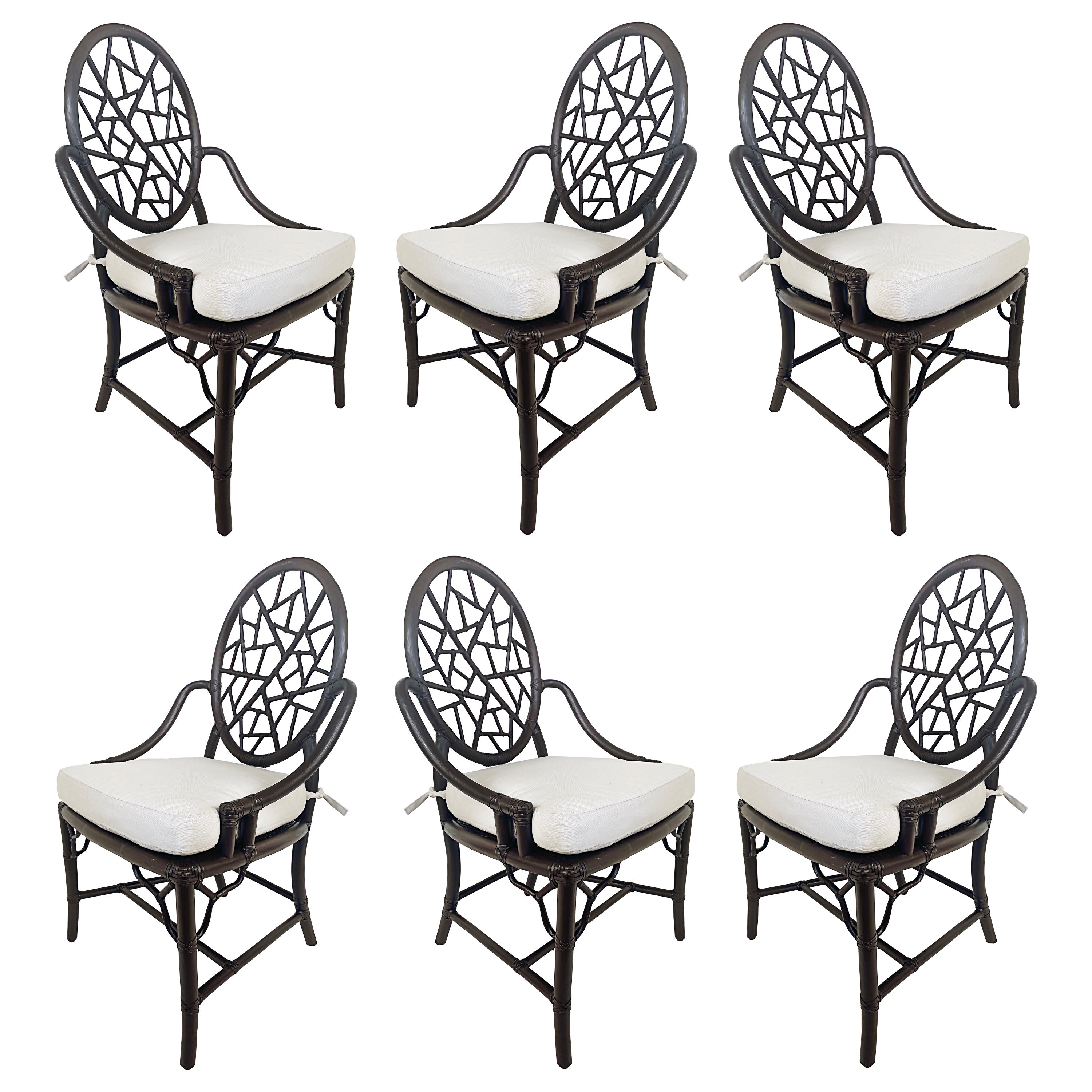 McGuire of San Francisco "Cracked Ice" Dining Chairs, Set of Six