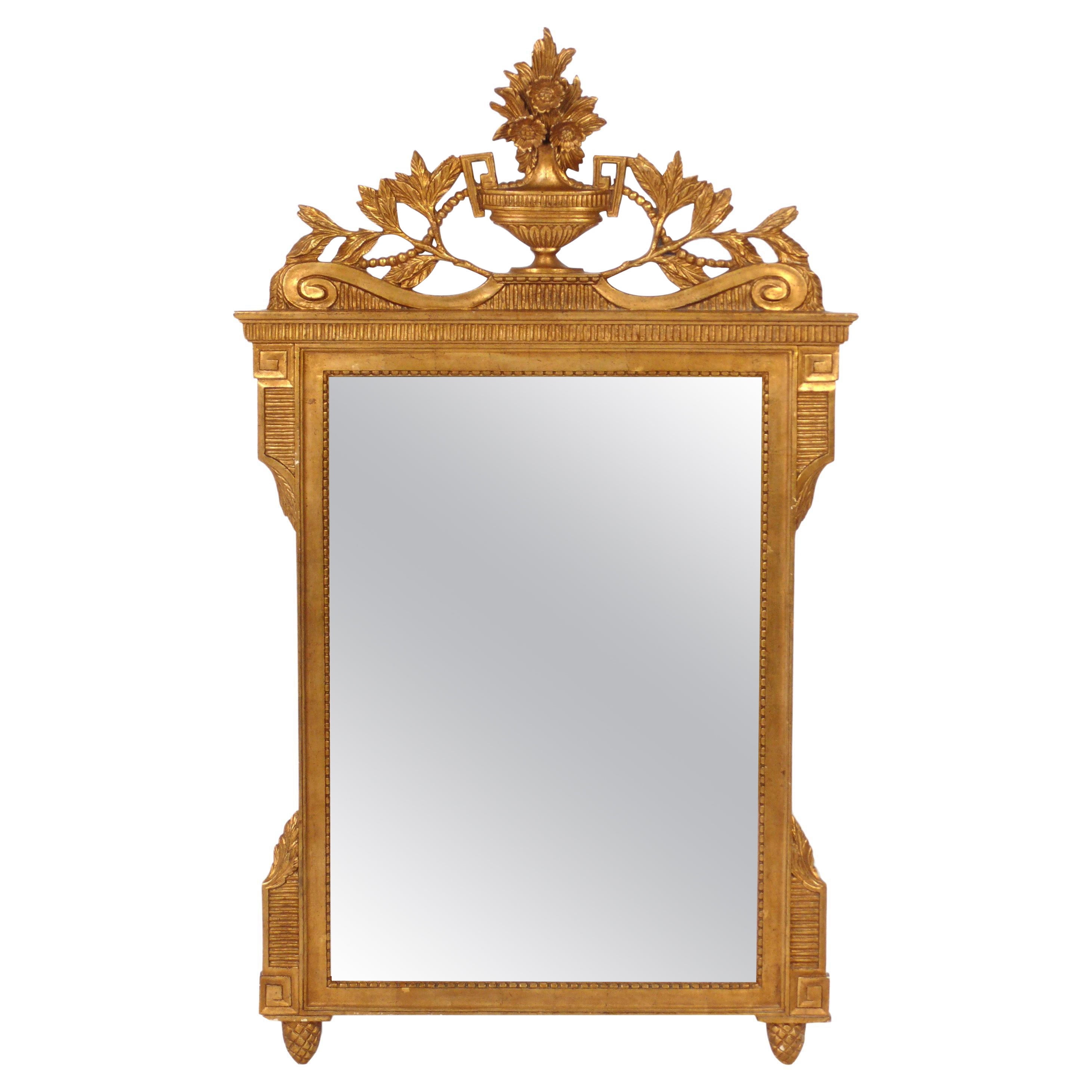 Italian Gilt Wood Beveled Mirror  For Sale