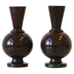French Art Deco Modern Marble Stone Vases, Pair