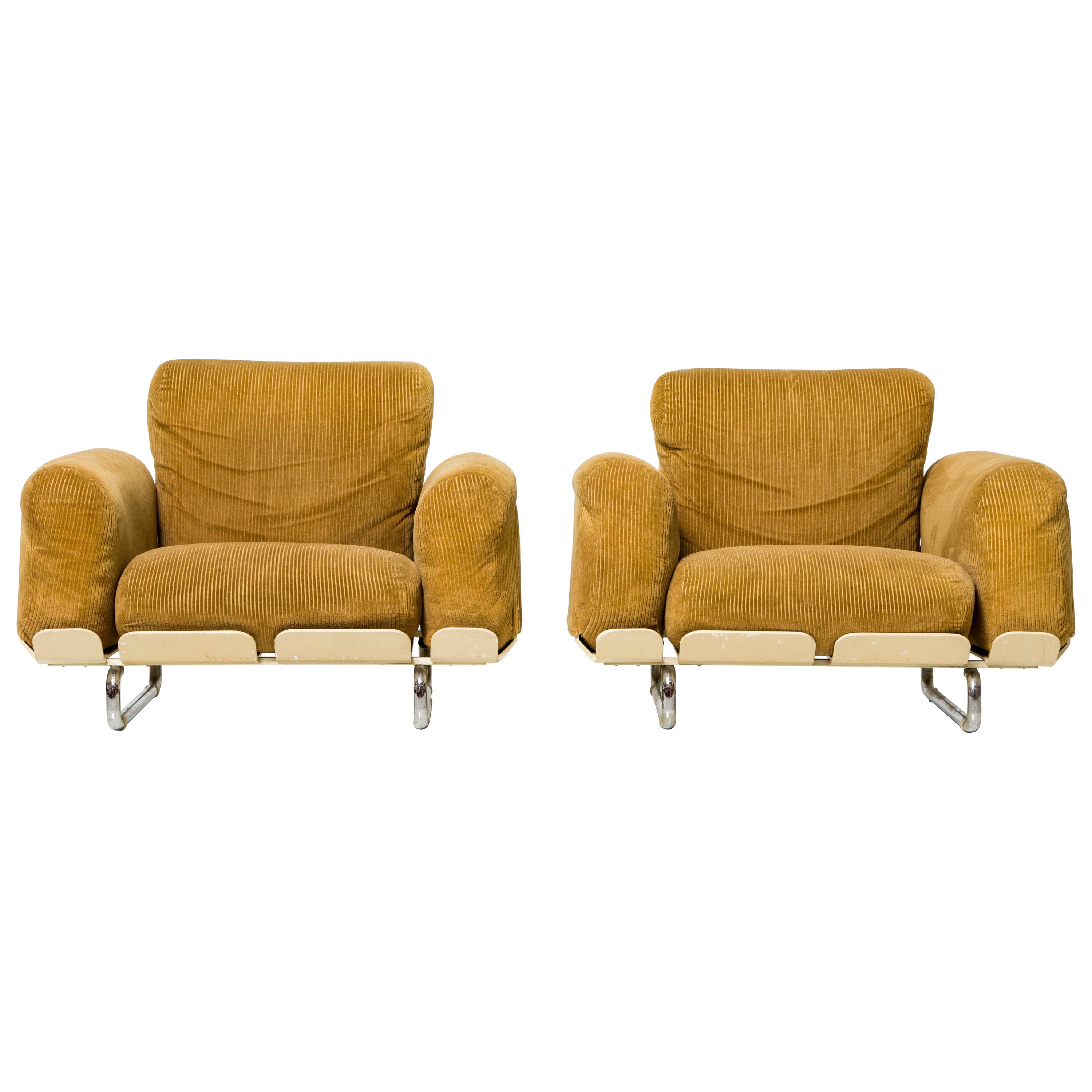 Rare 'Senzafine' Lounge Chairs by Eleonore Riva for Zanotta, 1969, Signed