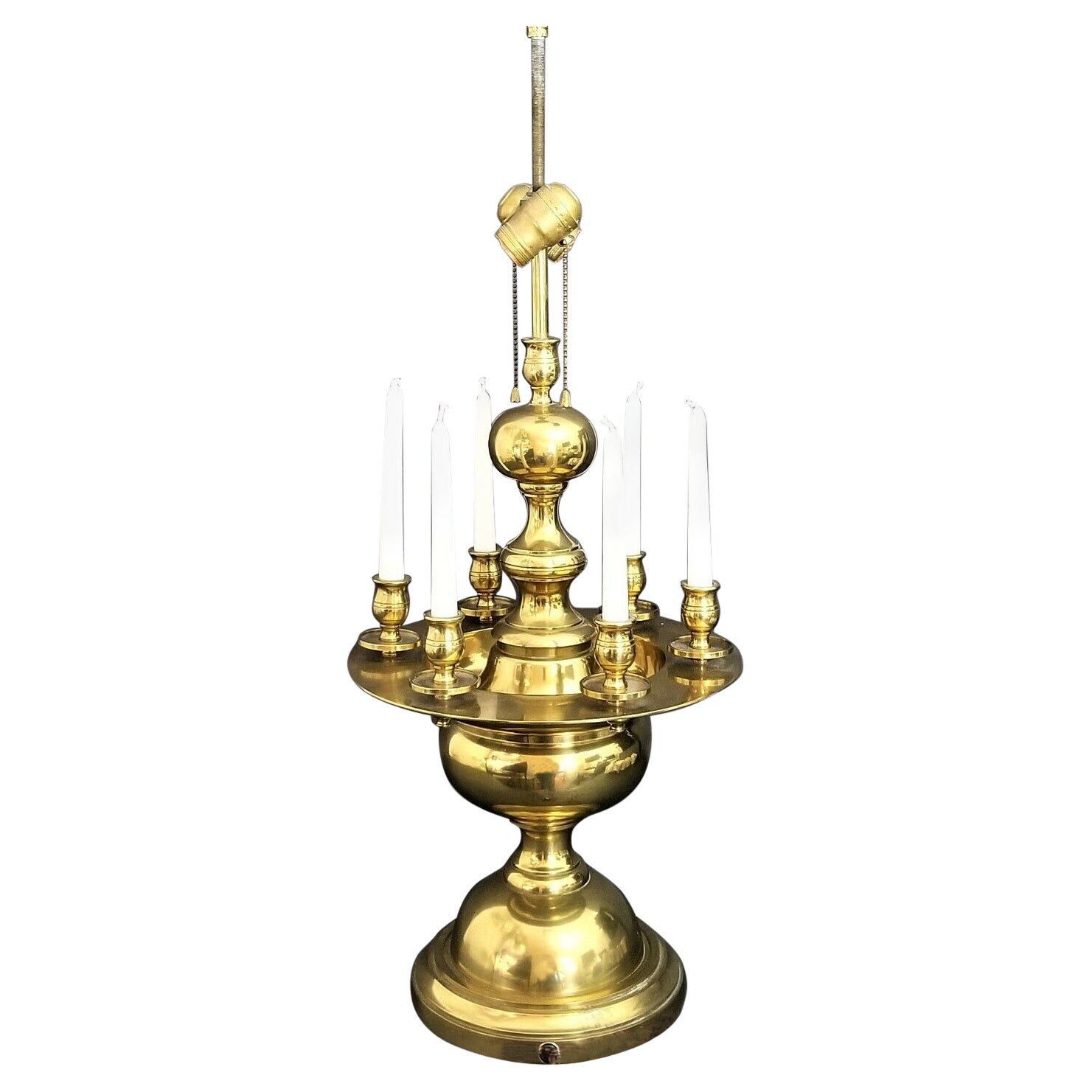 Vintage Solid Brass Table Lamp and Candelabra For Sale