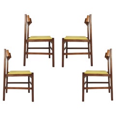 Retro 4 Italian Light Green & Wood 1960s Dining Chairs by Arch, Ramella for Sormani