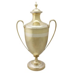 Copa y tapa de presentación de plata dorada del siglo XIX