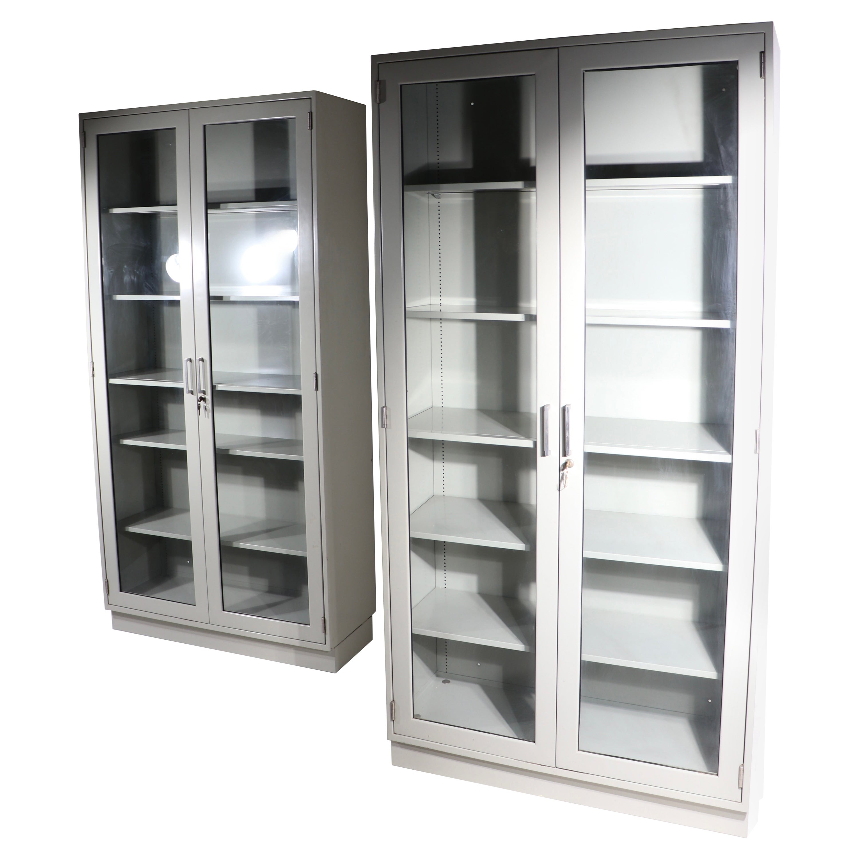 2 Steel Industrial Commercial Glass Door Display Storage Cases
