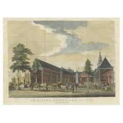 Original Antique Print of the 'Korenbeurs' in Amsterdam, the Netherlands, 1787