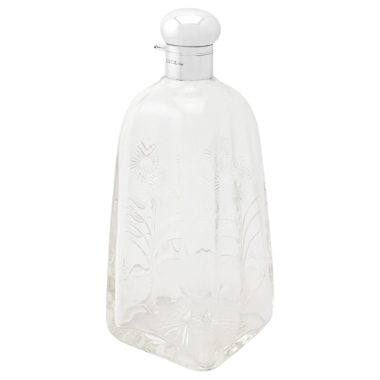 1927 Walker & Hall: decanter in vetro tagliato e argento massiccio