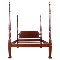 Drexel Heritage Georgian Carved Mahogany Queen Size Poster Bed