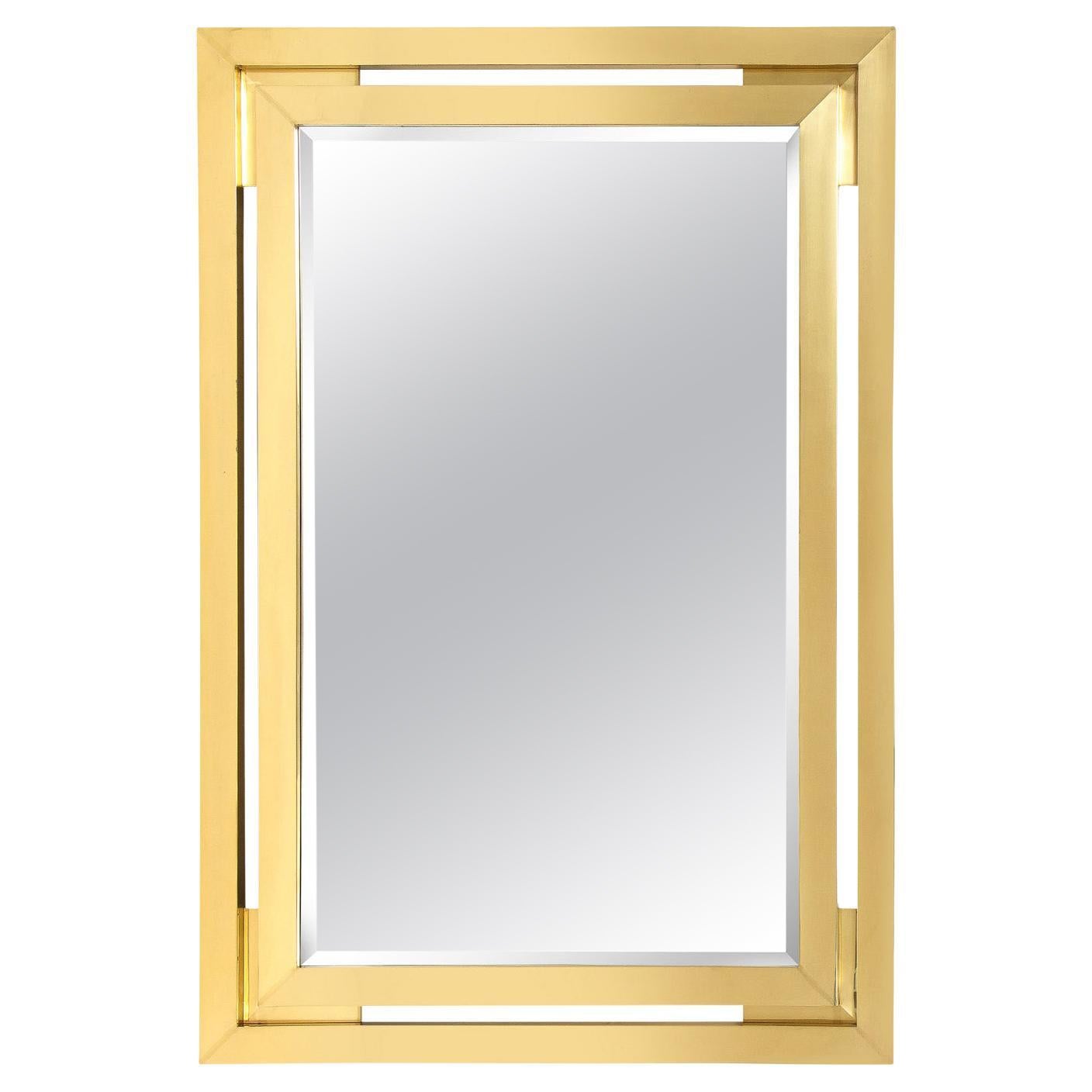Artisan Mirror with Double Frame in Polished Brass 1970s