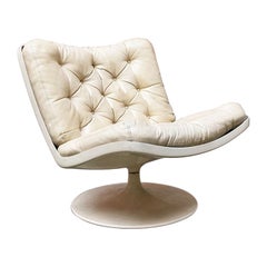 Italian Space Age Swivel White Abs Tulip-Base Armchair by Play Ivm, 1970s