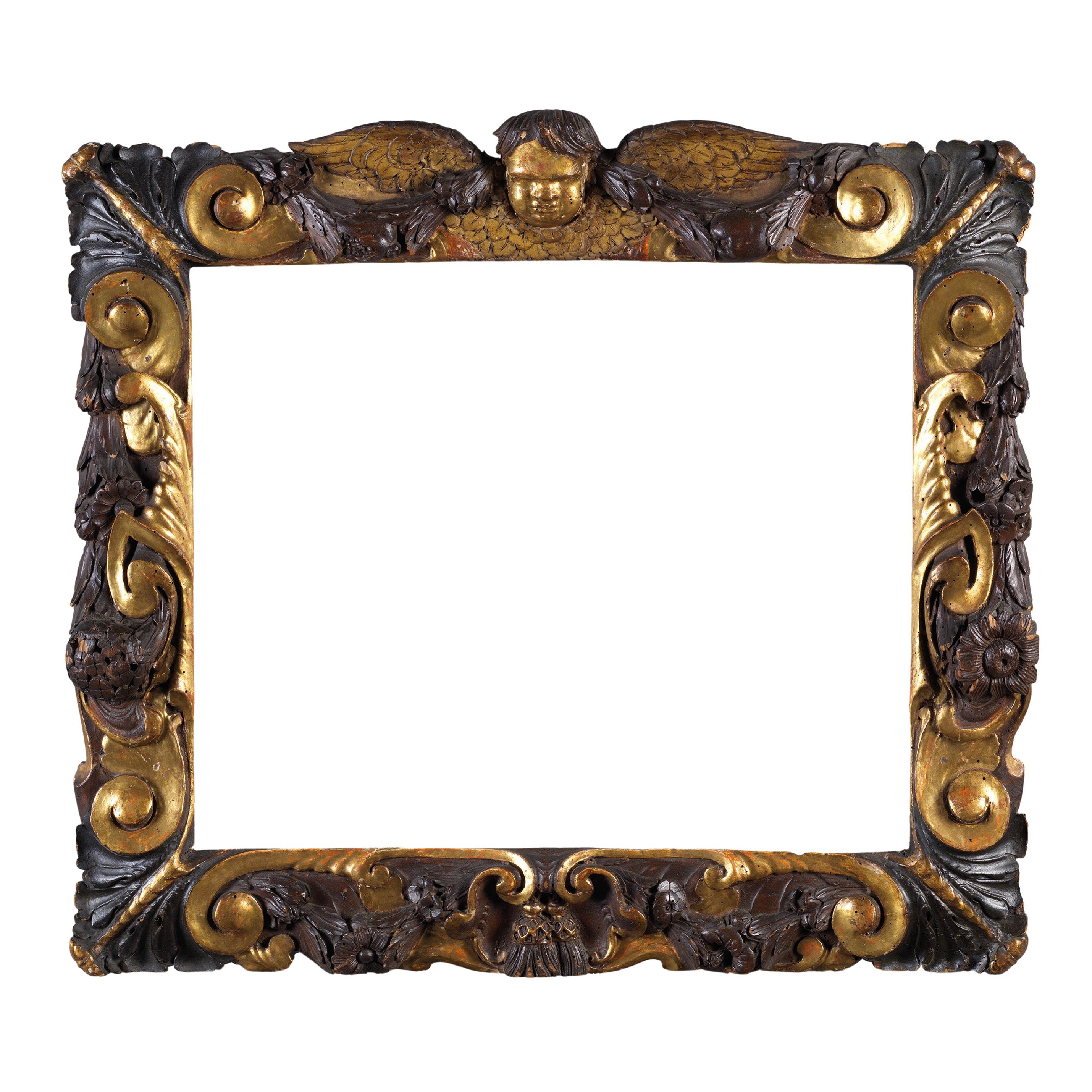 16th Century Partly Gilt Carved Wood Frame