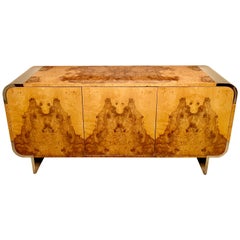 Pace Collection Olive Burl and Chrome Sideboard by Irving Rosen