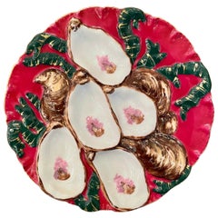 Antique French T. Haviland Limoges Porcelain Turkey Pattern Oyster Plate C. 1890