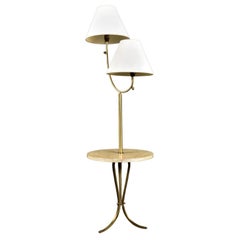 Two-Head Luxury Brass Retro Floor Lamp with Capiz Shell Table Top