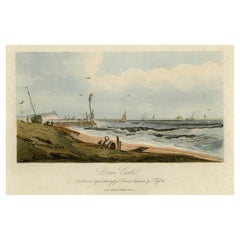 Antique View of Dover Castle Atop the Cliffs in the Background, England, 1818