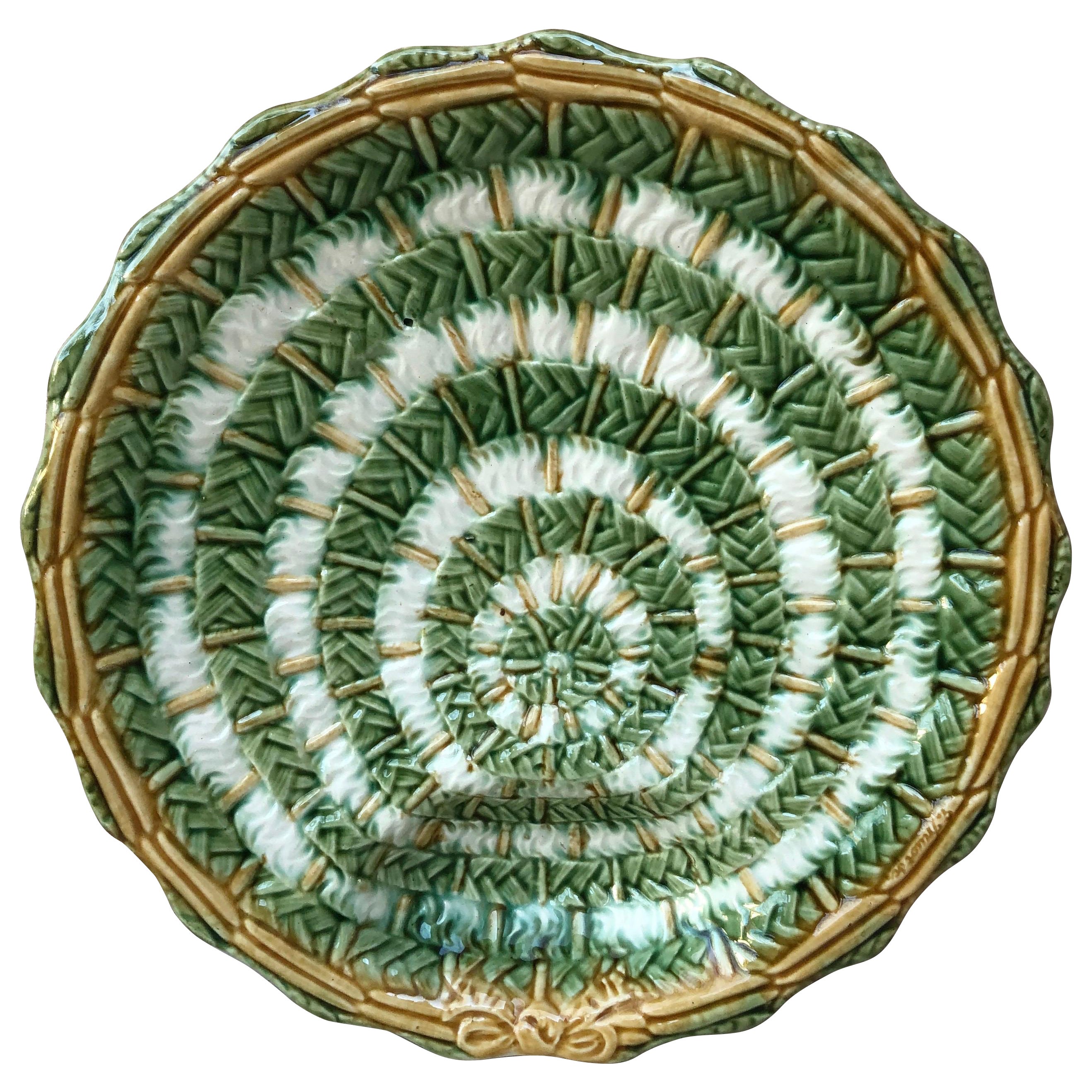French Majolica Asparagus Plate, circa 1890