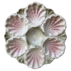 19th Century Majolica Iridescent Oyster Plate Fives Lille