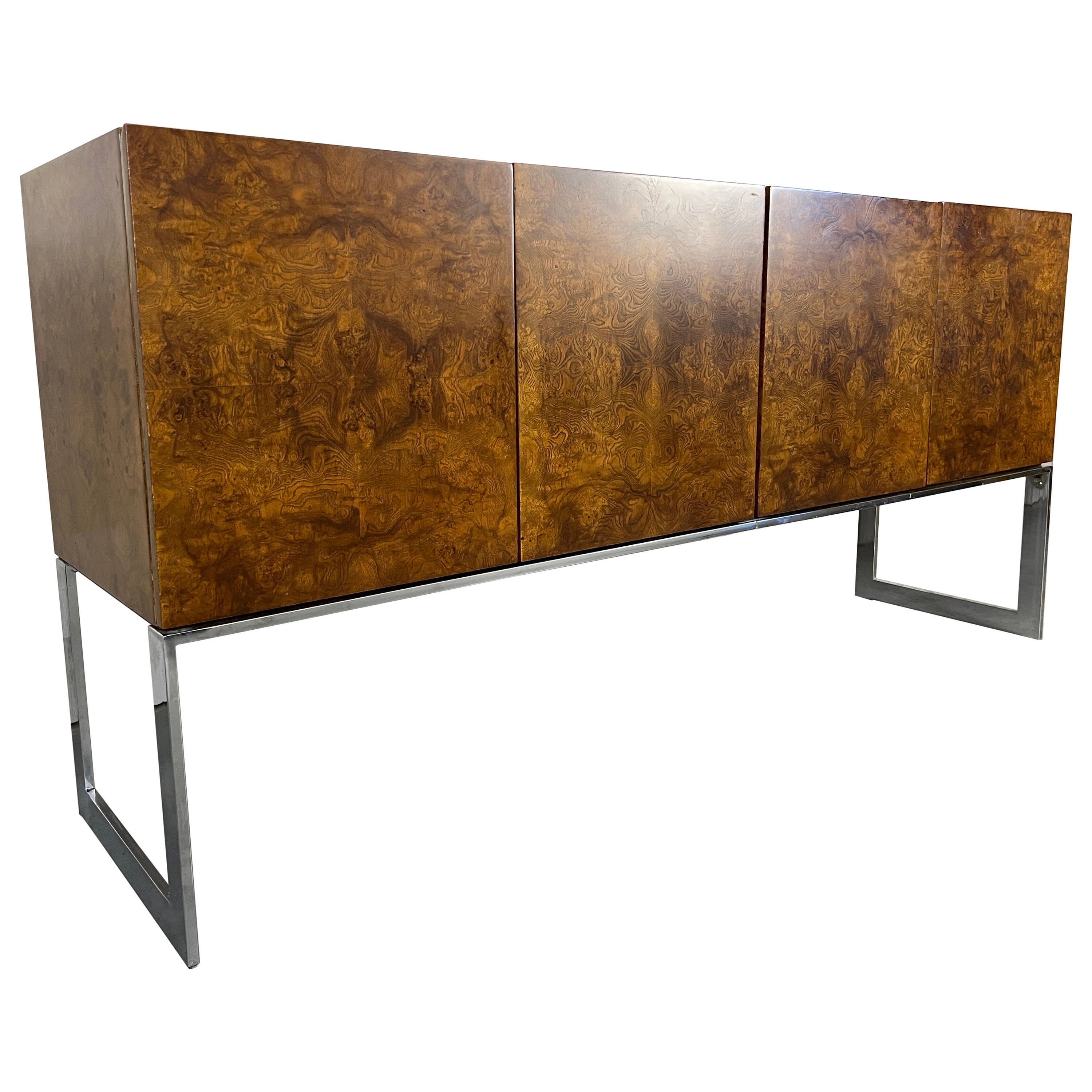 Details about   New Olive Ash Burled Wood Milo Baughman Style Modern Server Buffet Sideboard 