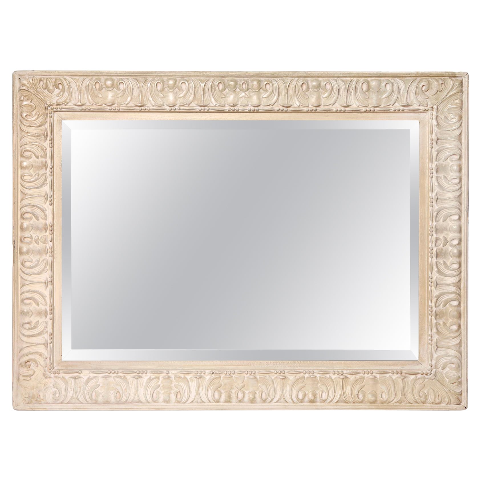 Early 20th Century Large Beveled Ivory Mirror For Sale at 1stDibs