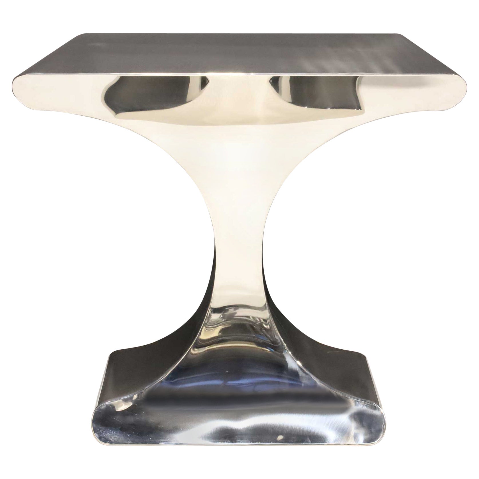 Megaron Side or Console Table in Lustrous Chrome Finish For Sale
