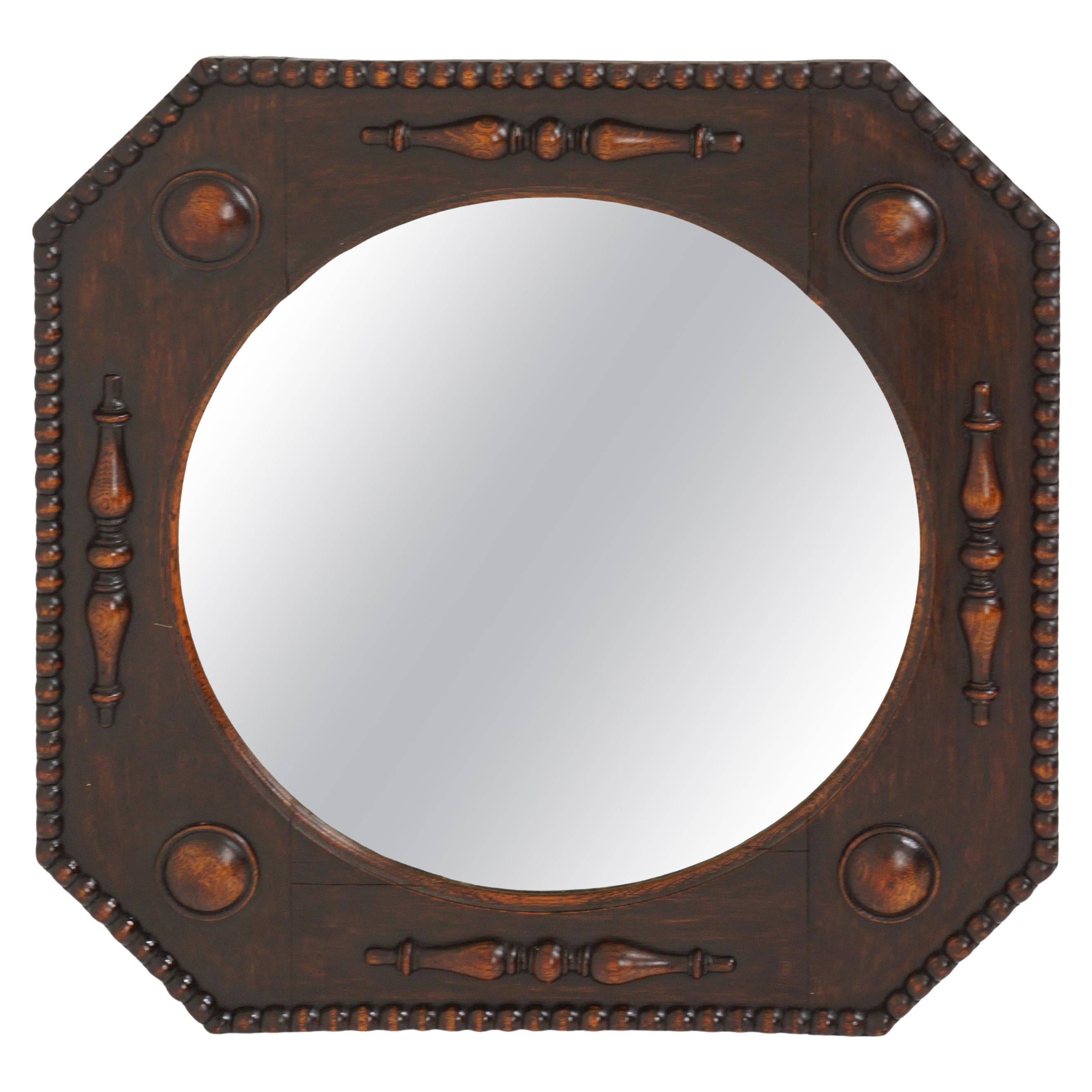 Antique Arch Top Oak Mirror with Beveled Glass 1920 For Sale at 1stDibs