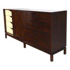 Used Espresso Harvey Probber Sliding Doors Compartment 12 Drawers Credenza Dresser