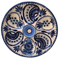 Vintage French Faience Blue & White Oyster Plate Quimper