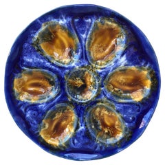 French Majolica Oyster Plate Vallauris, Circa 1950