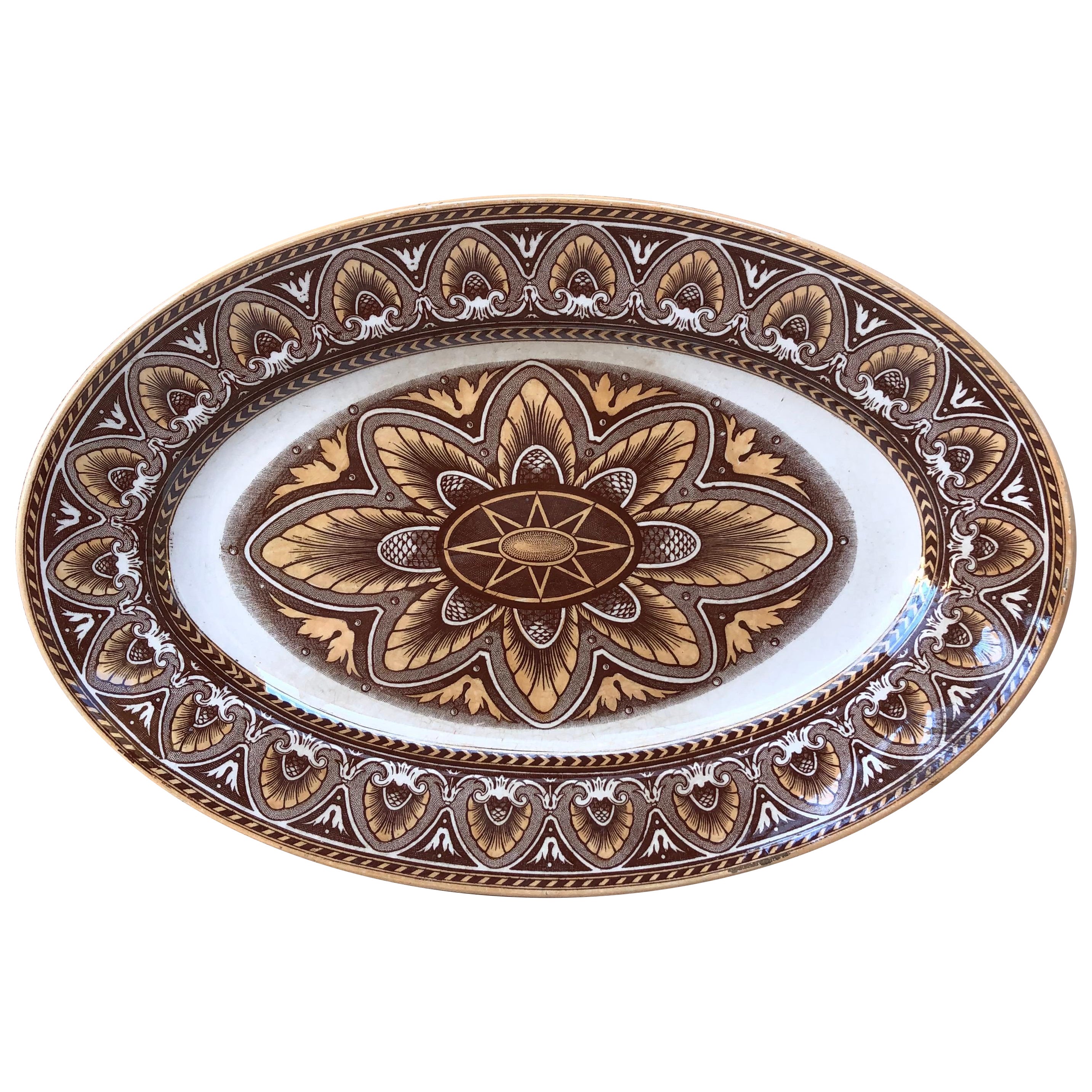 Small French Faience Oval Platter Model Italia Sarreguemines, Circa 1890 For Sale