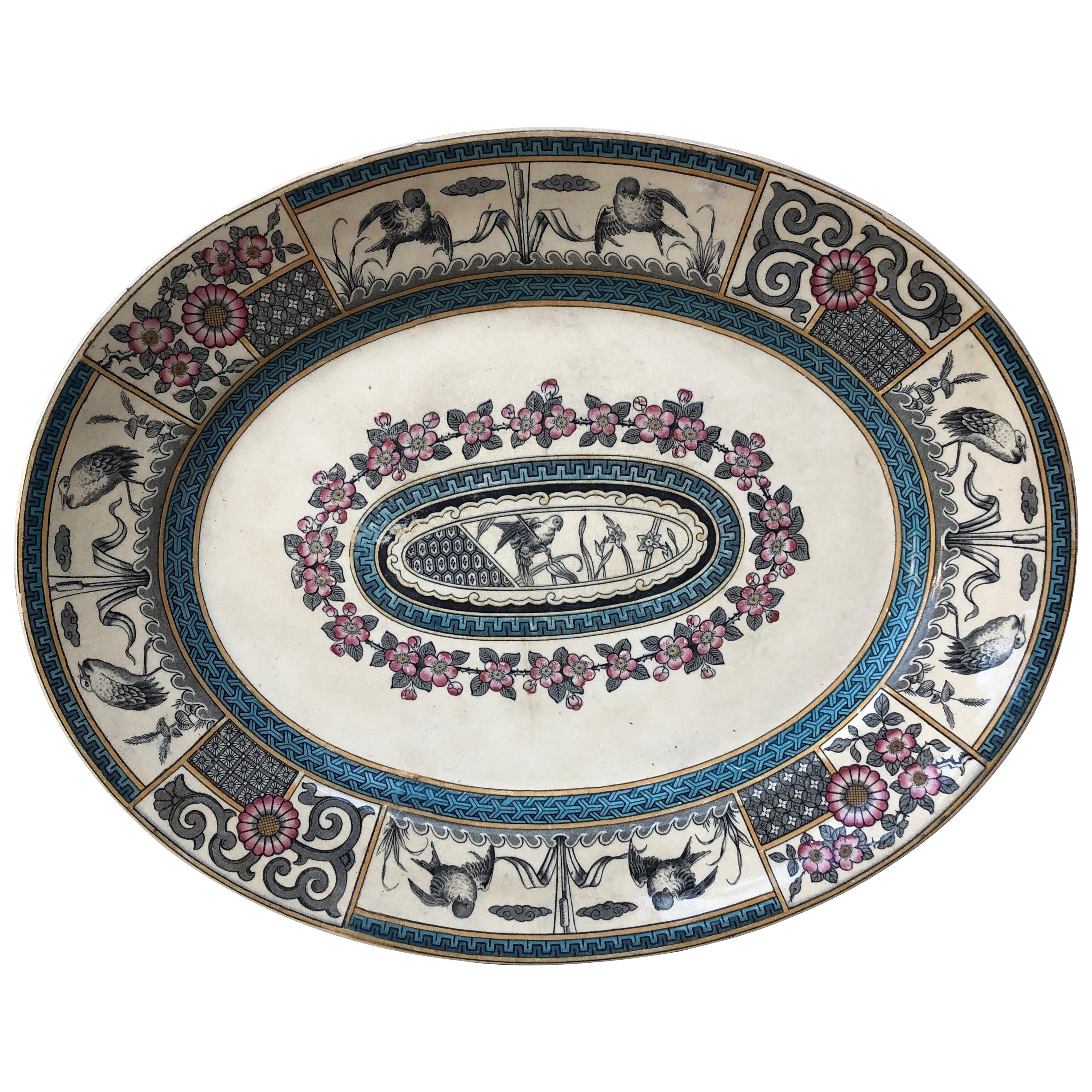 Oversize 19th Century English Chinoiserie Platter Bates Gildea & Walker For Sale