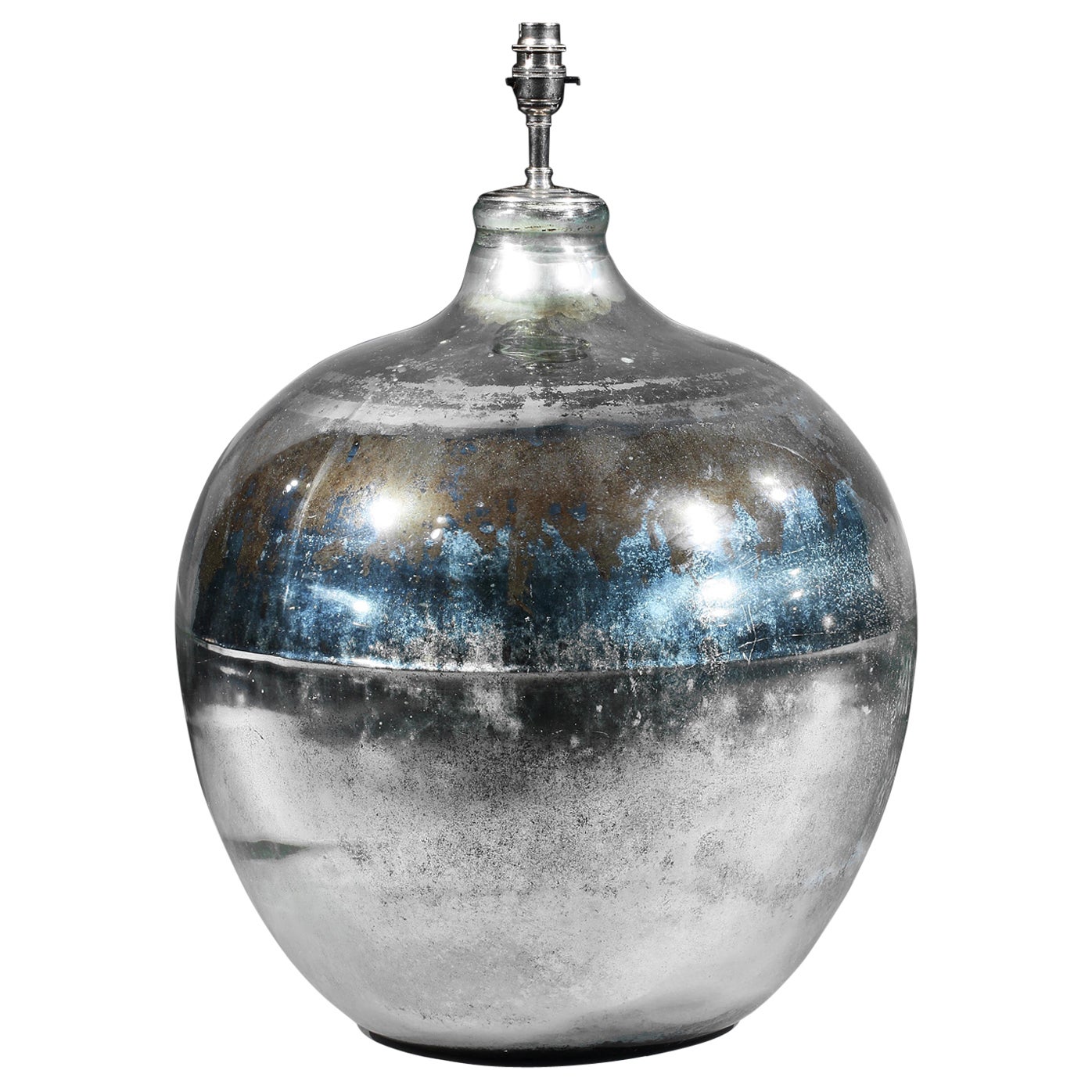 Lampe de table Carboy Demijohn Silvered Mirror Glass Large 51cm 20" high en vente