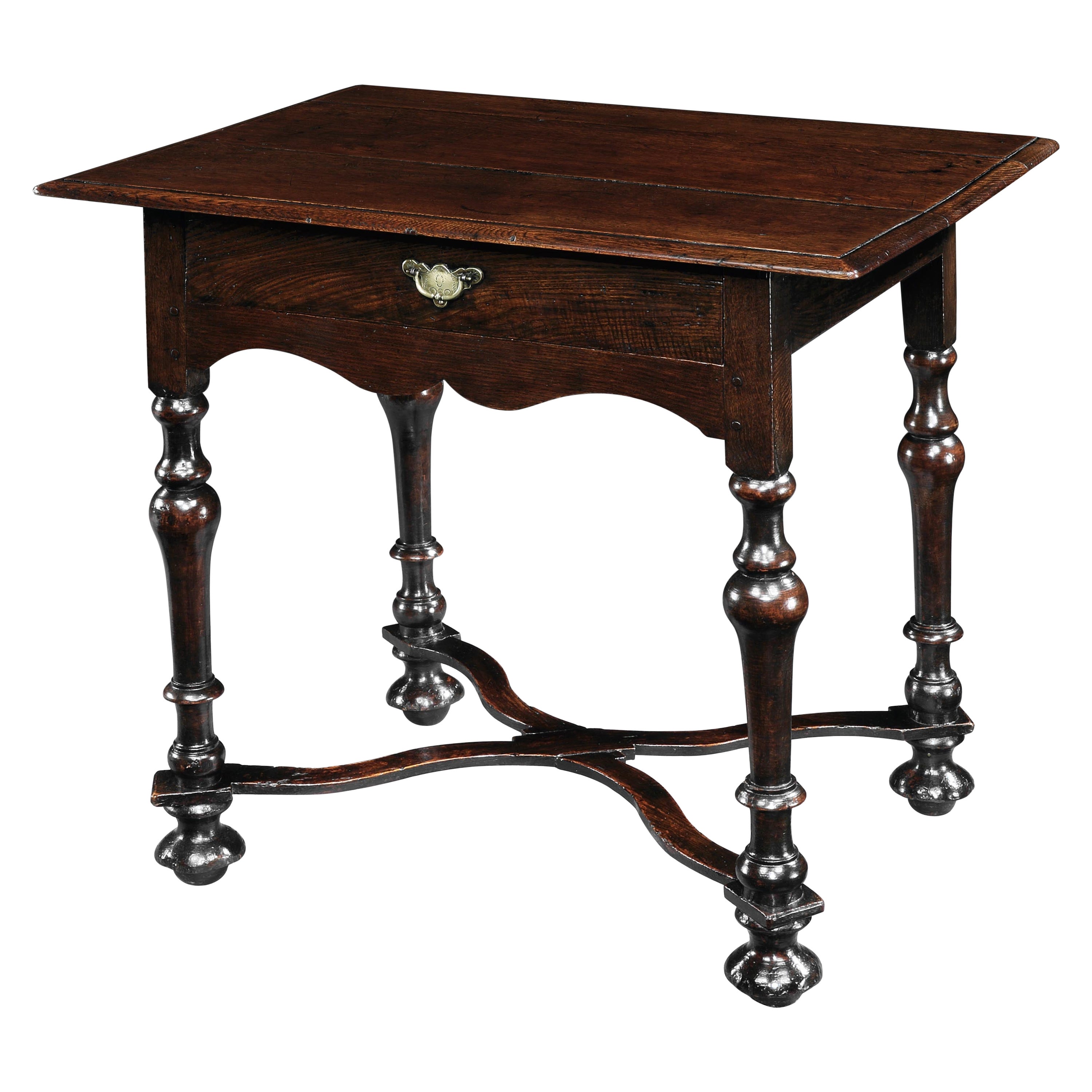 Table Sidetable Centretable Ocassional X-Stretcher Oak, Anglo-Dutch Bun Feet For Sale