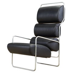 Fauteuil de salon en cuir « Sancarlo » d'Achille Castiglioni pour Driade, vers 1982