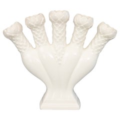 Antique English White Creamware Tulip Vase Tulipiere