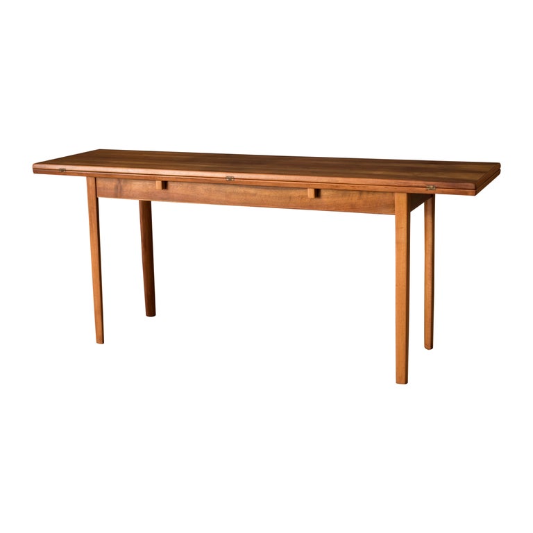 Mid Century Modern Expandable Walnut Console Dining Table at 1stDibs