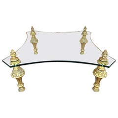 Hollywood Regency Glass Giltwood Coffee Cocktail Table by Francisco Hurtado
