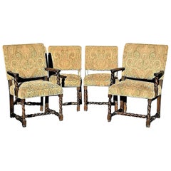 Antique English Oak Barley Twist Dining Chairs