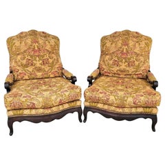 Oversized Henredon Upholstery Collection French Country Lounge Chairs