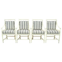 McGuire Chippendale Coastal Bamboo Rattan Dining Armchairs, Set of 4