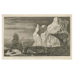 Antique Old Print from Capt. Cooks Travels with Boats and a Ship in the South Sea, 1803