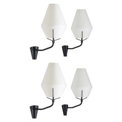 Swedish Midcentury Wall Lamps in Metal and Glass by ASEA