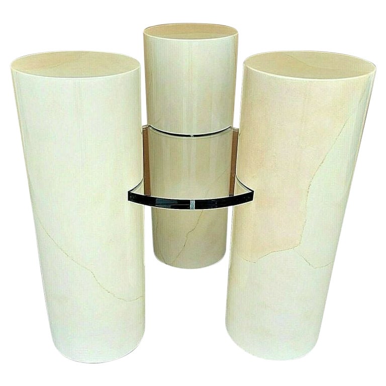 Base per tavolo da gioco in lucite di finta pelle di capra in stile Karl Springer