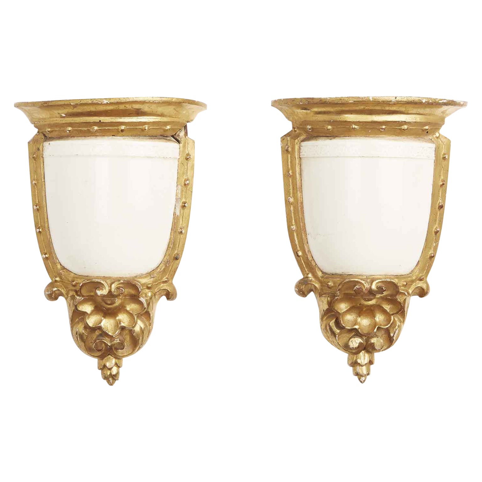 19th Century Italian Neoclassical Majolica Pair of Wall Brackets for Sconces