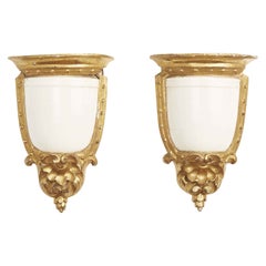 19th Century Italian Neoclassical Majolica Pair of Wall Brackets for Sconces