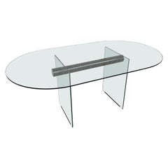 Vintage Mid-Century Modern Glass Dining Room Table with Glass Legs in the Pace Style