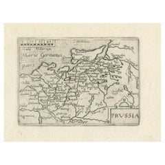Antique  Extremele Rare, Original Miniature Map of Prussia, ca.1640