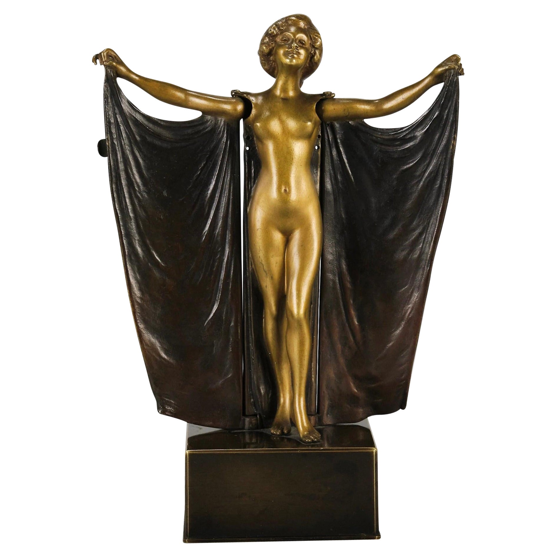 Cloaked Lady Erotic Bronze by Carl Kauba, circa 1900