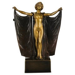 Antique Cloaked Lady Erotic Bronze by Carl Kauba, circa 1900