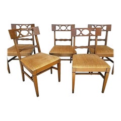 Vintage Italian Duncan Phyfe Style Solid Wood Dining Chairs, Set of 5